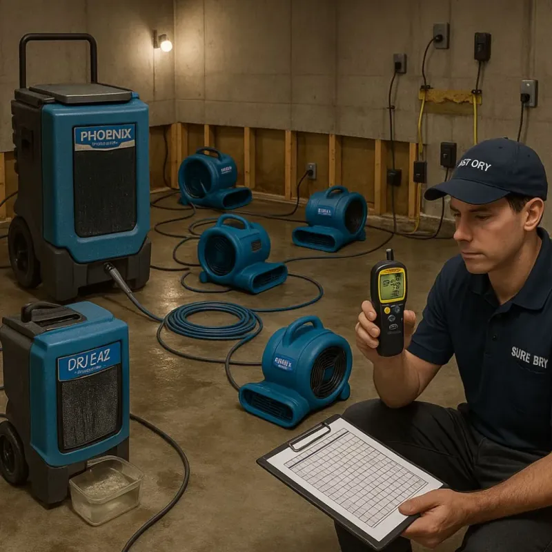 Structural Drying and Dehumidification process in Caney, KS